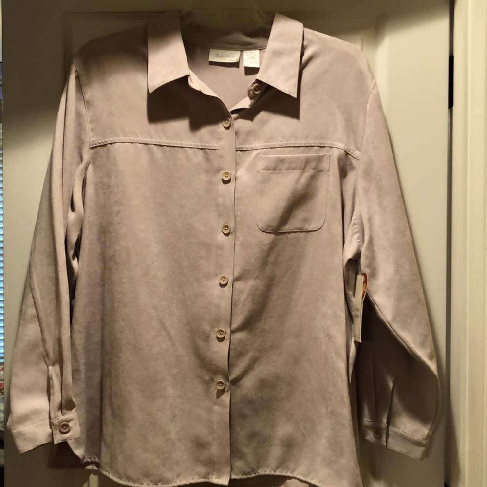 Ladies synthetic ultra suede blouse